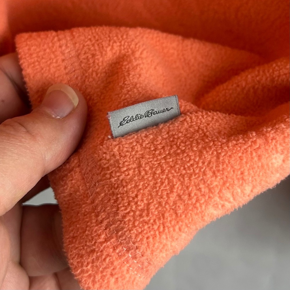 Eddie Bauer Womens 2XL Coral Orange Paisley Embossed Fleece Quarter Zip Pullover - Picture 7 of 9